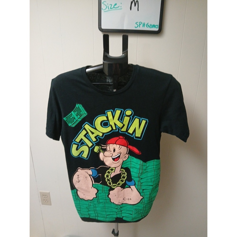 Reason Brand X Popeye The‎ Sailor Man Men's Medium Stackin T-Shirt Black
